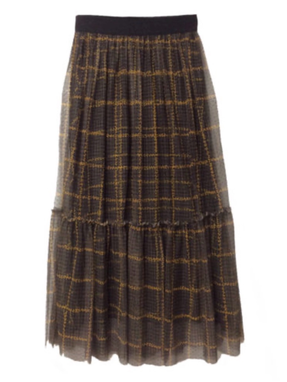 Cristina Gavioli Plaid Tulle Midi Skirt Size 8 NWT